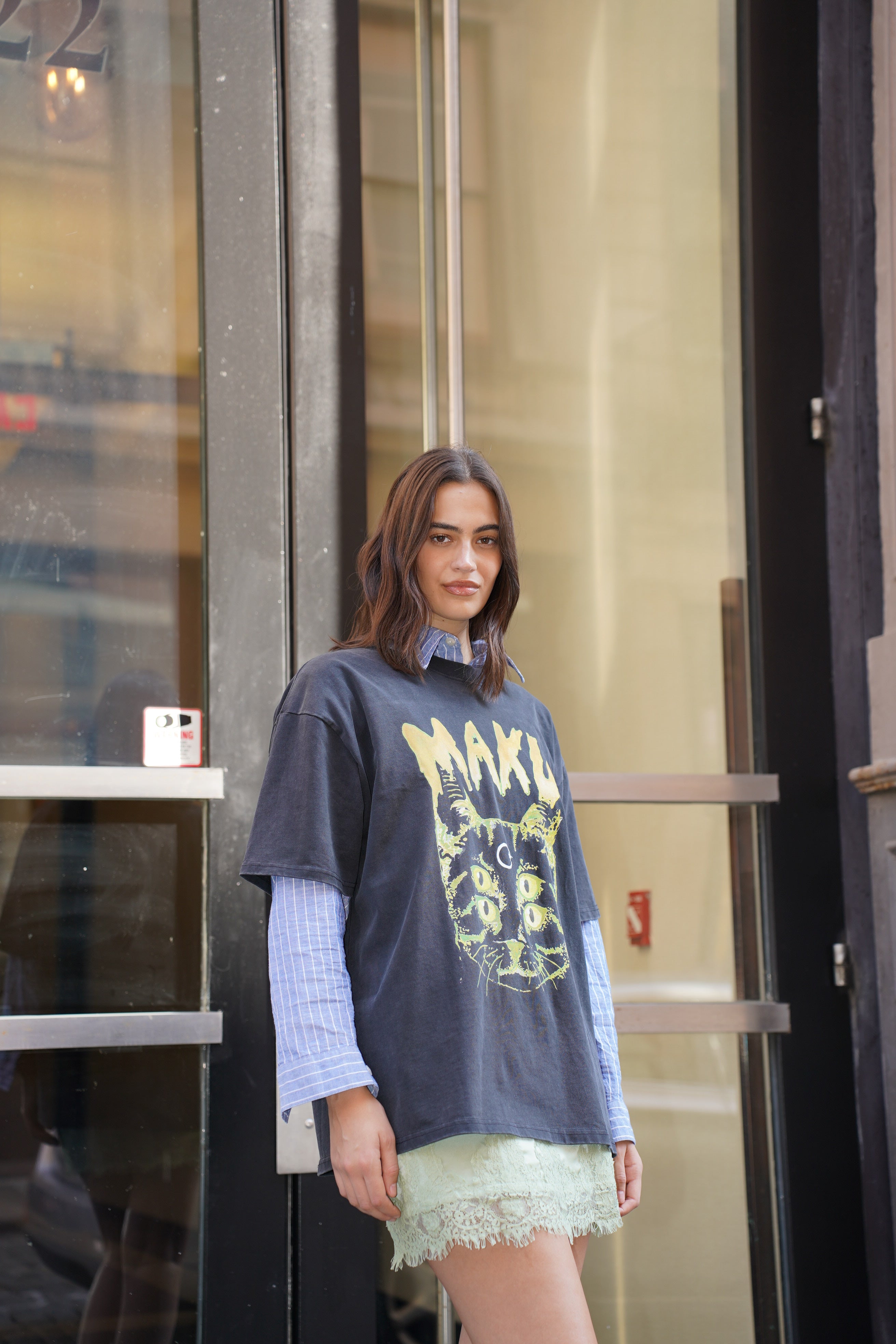Space Cat Oversize Snow Wash Tee