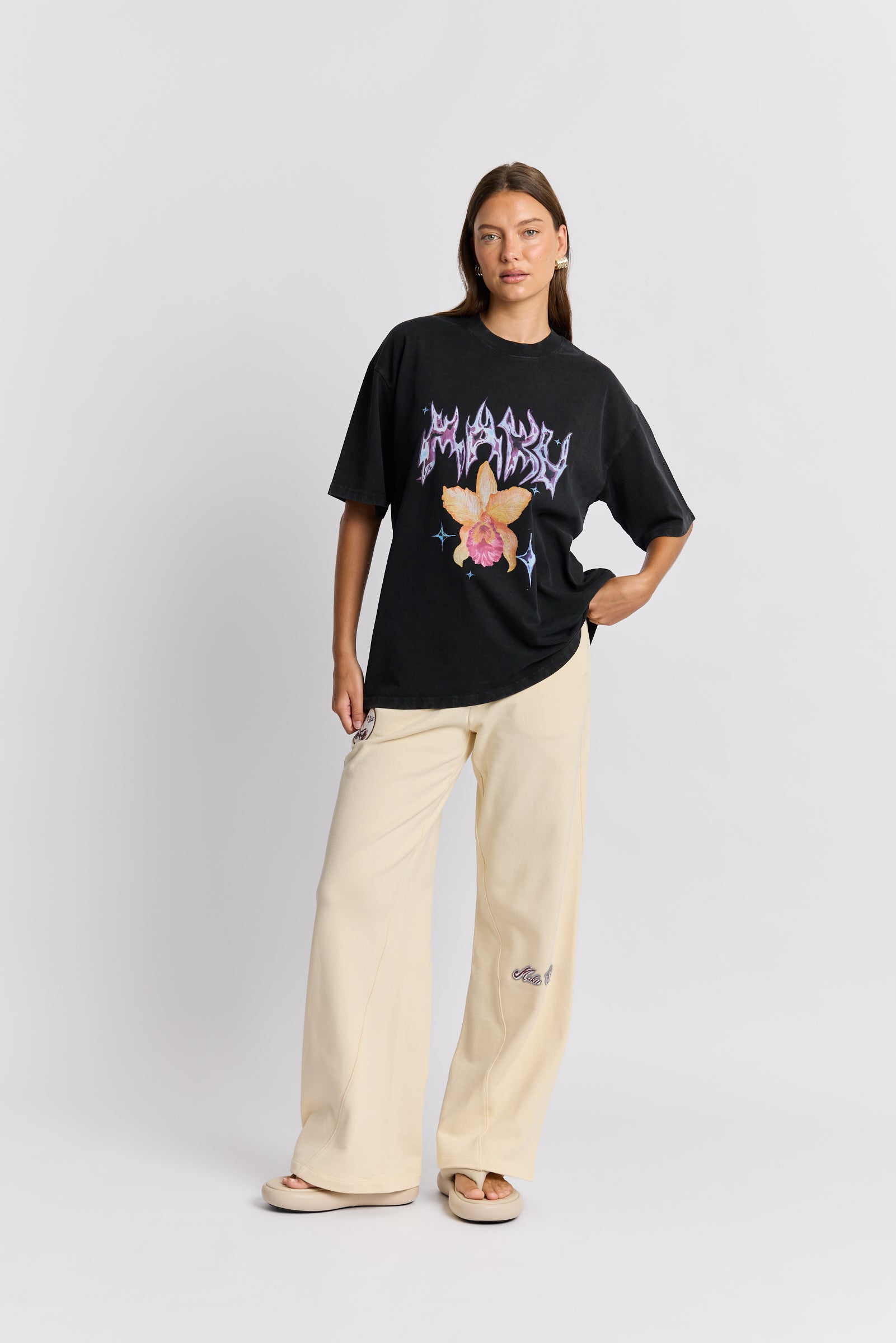Chrome Flower Snow Wash Oversize Tee