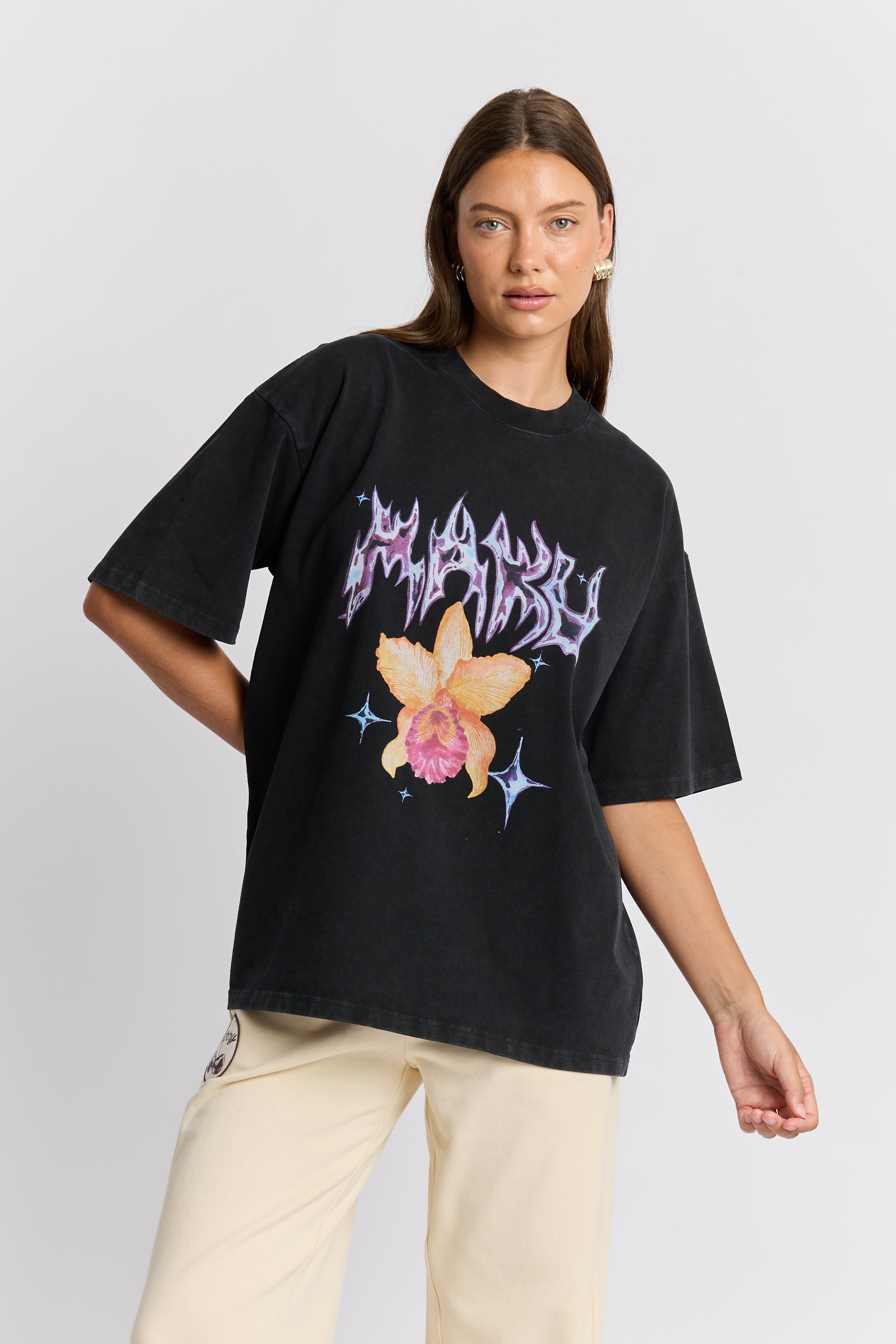 Chrome Flower Snow Wash Oversize Tee