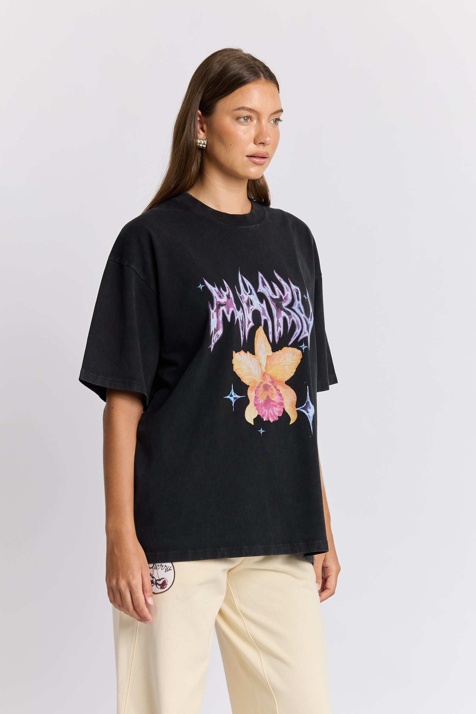 Chrome Flower Snow Wash Oversize Tee