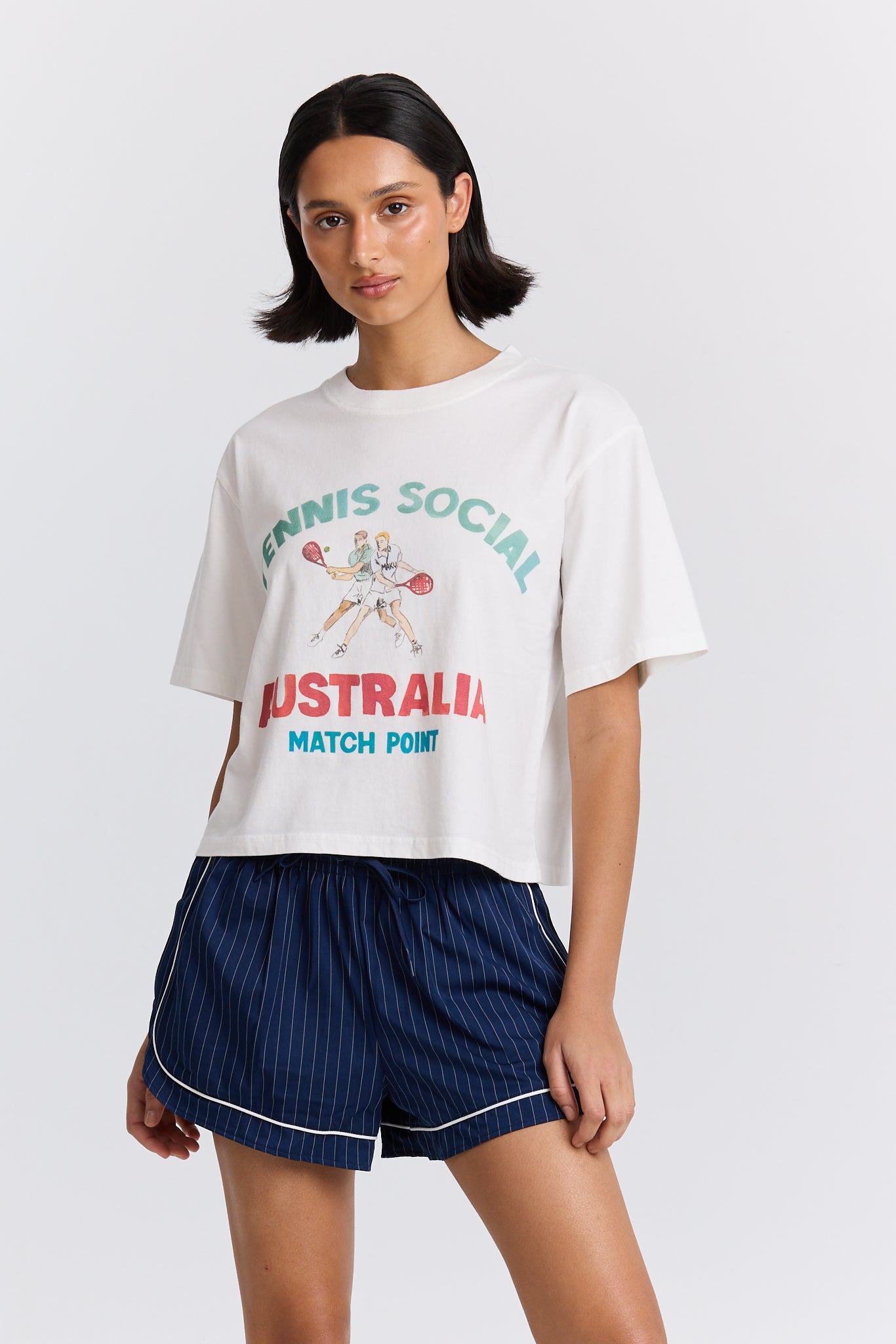 Tennis Social Boxy Crop Tee