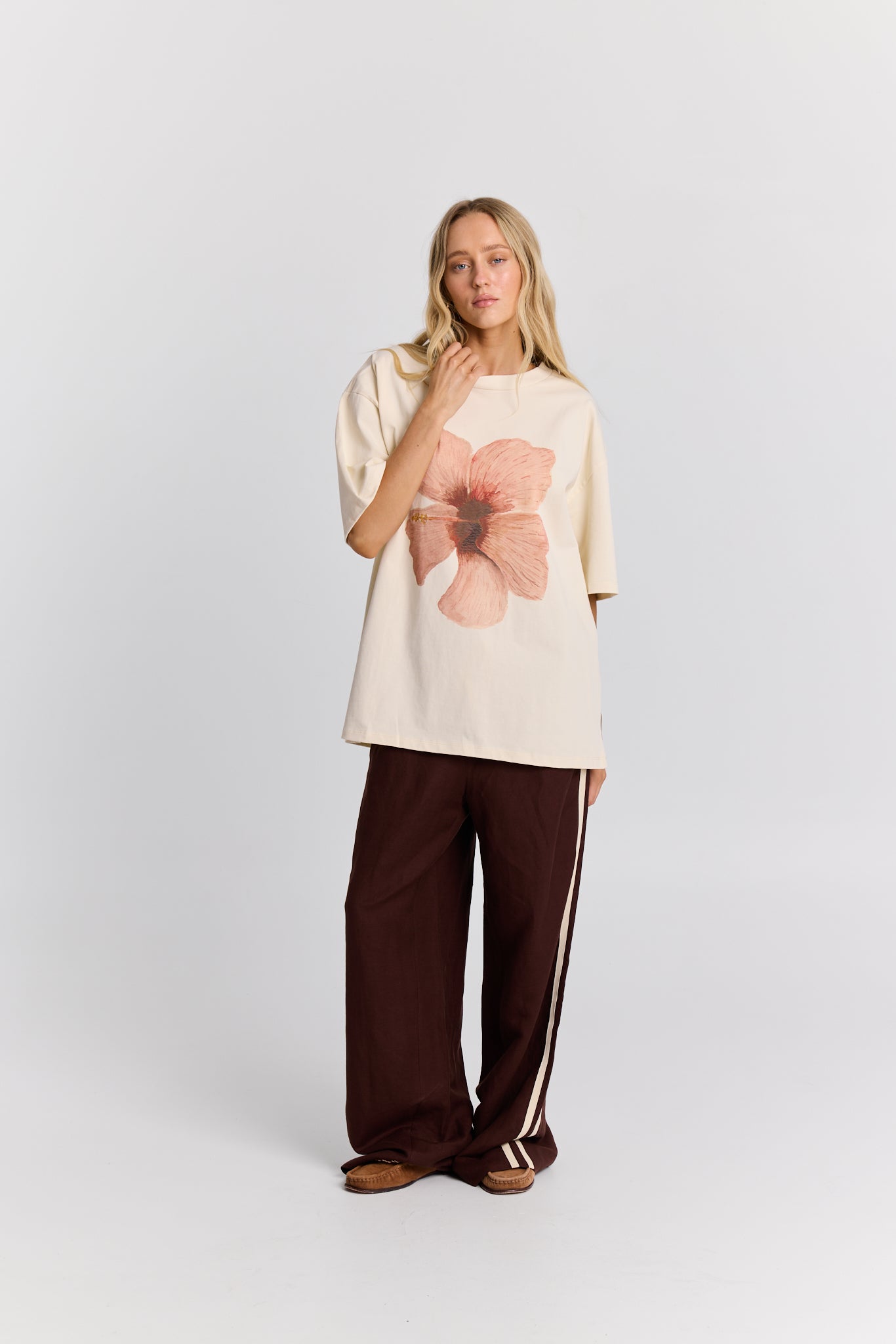 Burgundy Hibiscus Oversize Tee