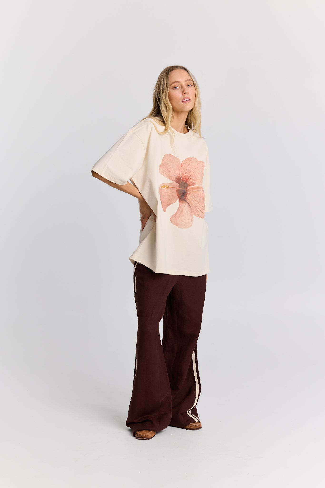 Burgundy Hibiscus Oversize Tee