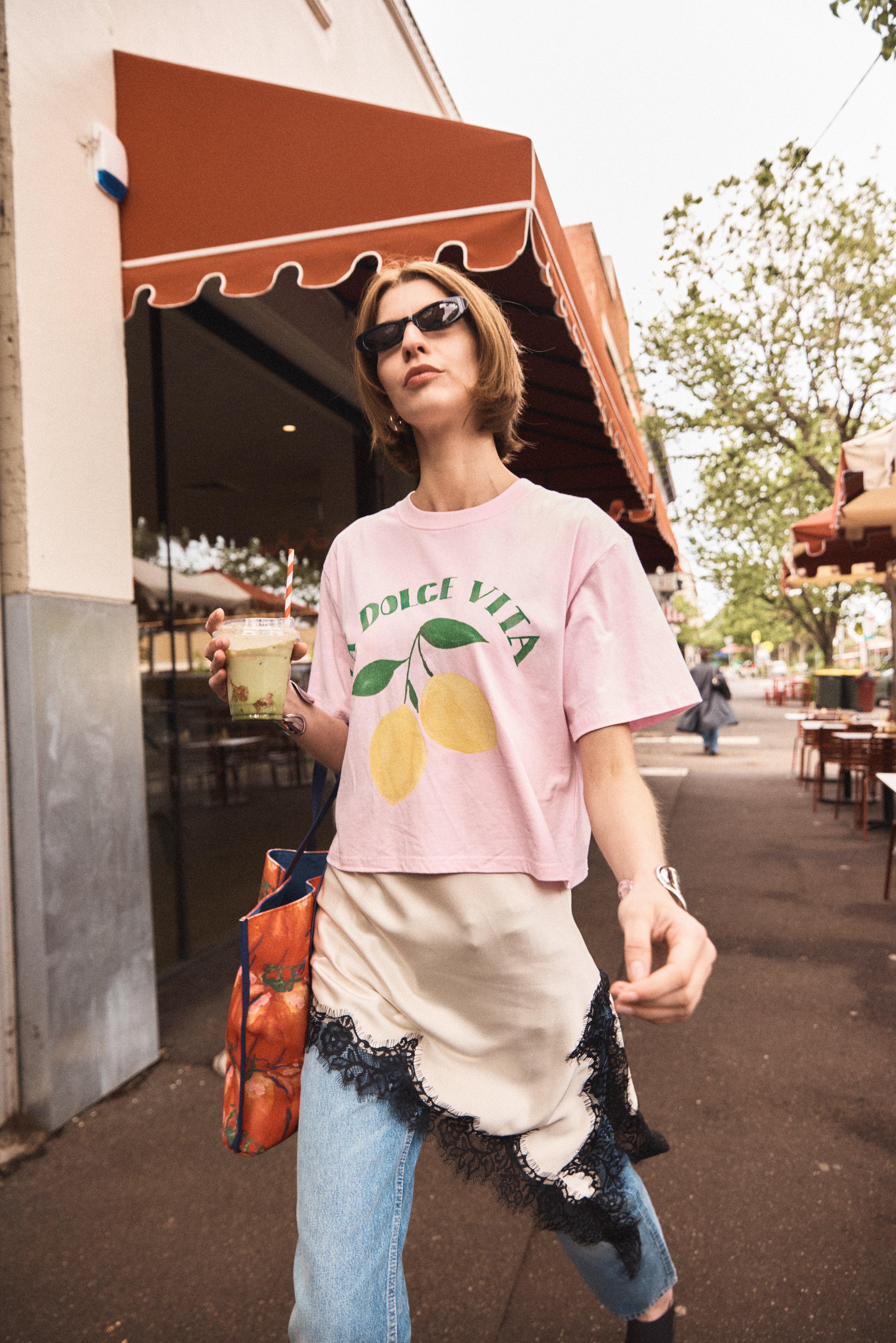 Lemon Dolce Vita Boxy Crop Tee