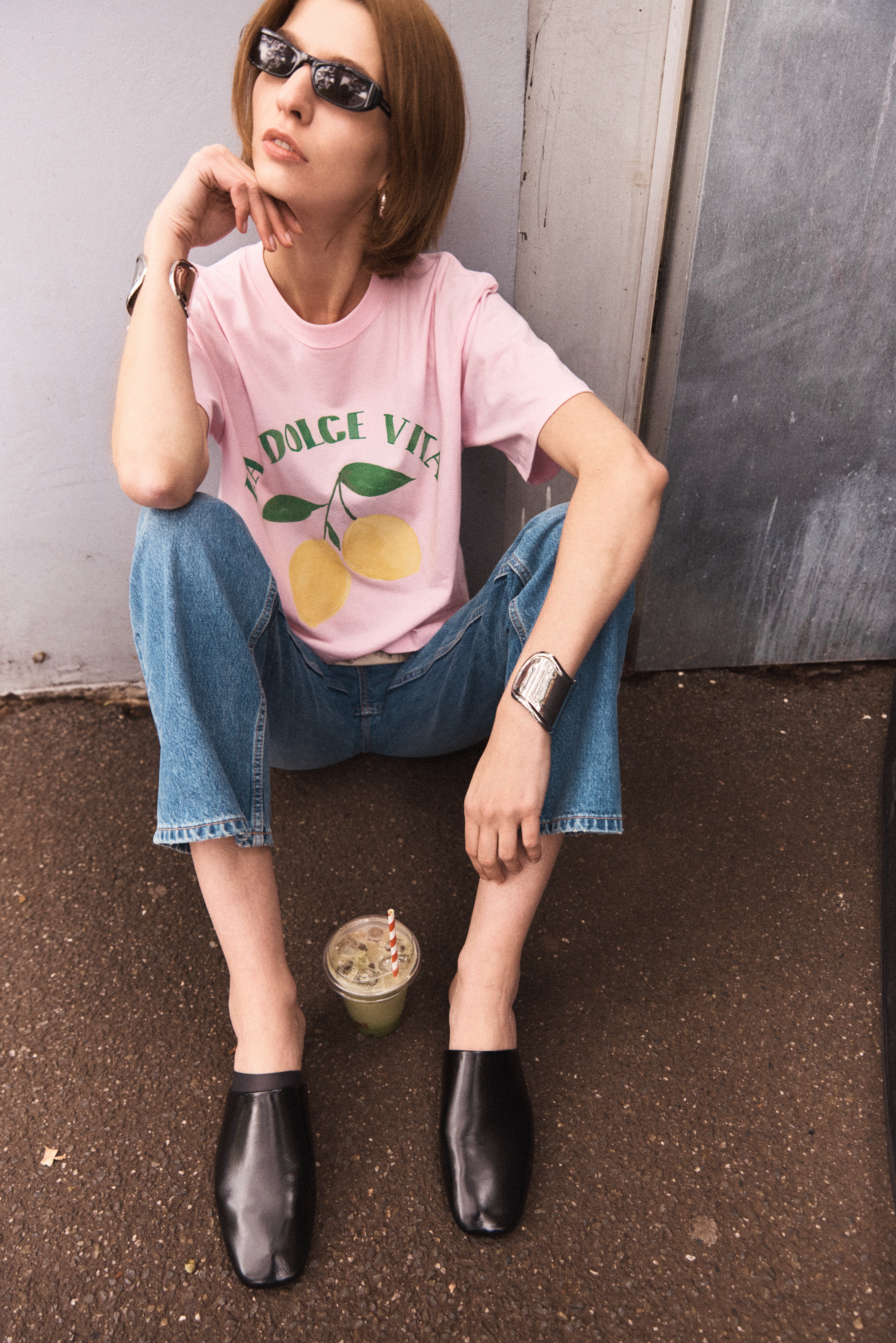 Lemon Dolce Vita Boxy Crop Tee